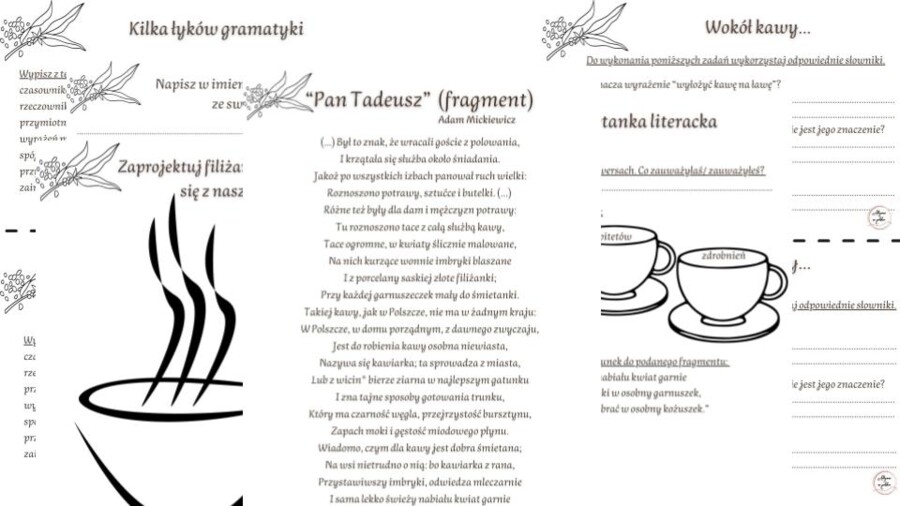 "Pan Tadeusz" - fragment o kawie, karty pracy