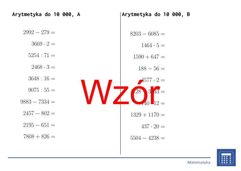 Arytmetyka do 10 000 | matematyka | 26 kolumn