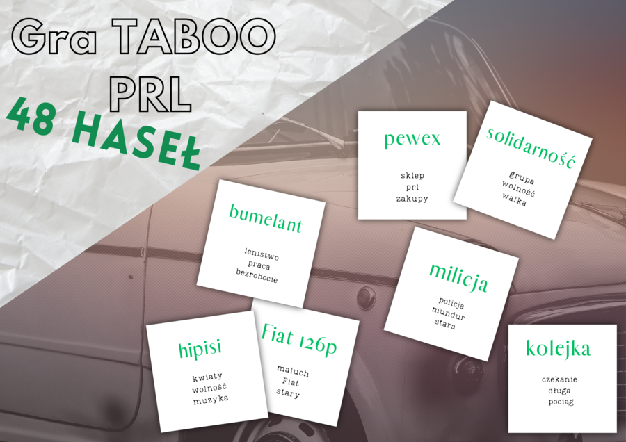 Autorska gra edukacyjna Taboo PRL. - 48 haseł. Idealna na lekcje i w domu!/Grywalizacja