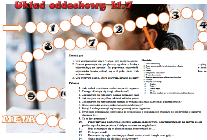 Gra planszowa Układ oddechowy kl. 7
