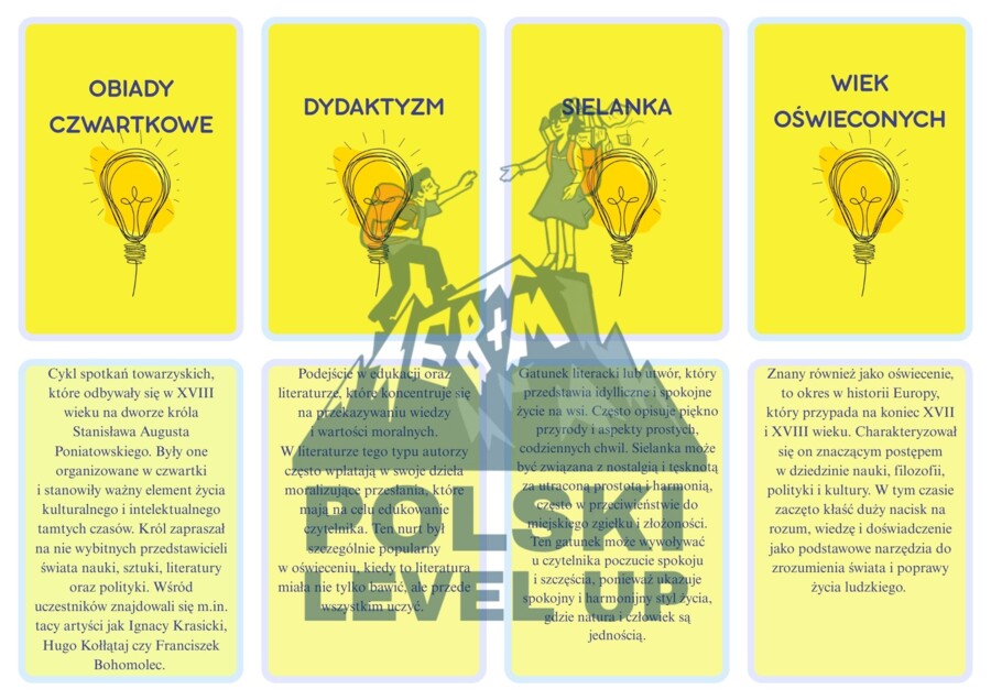 Fiszki literackie_oświecenie_Polski Level Up