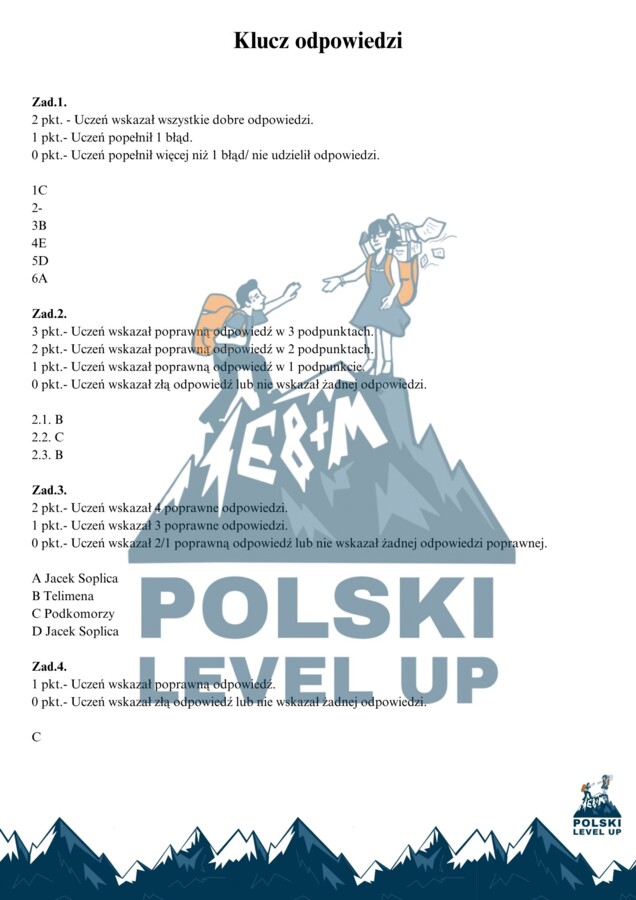 Kartkówka_Pan Tadeusz (10 zadań)+ klucz odpowiedzi_Polski Level Up
