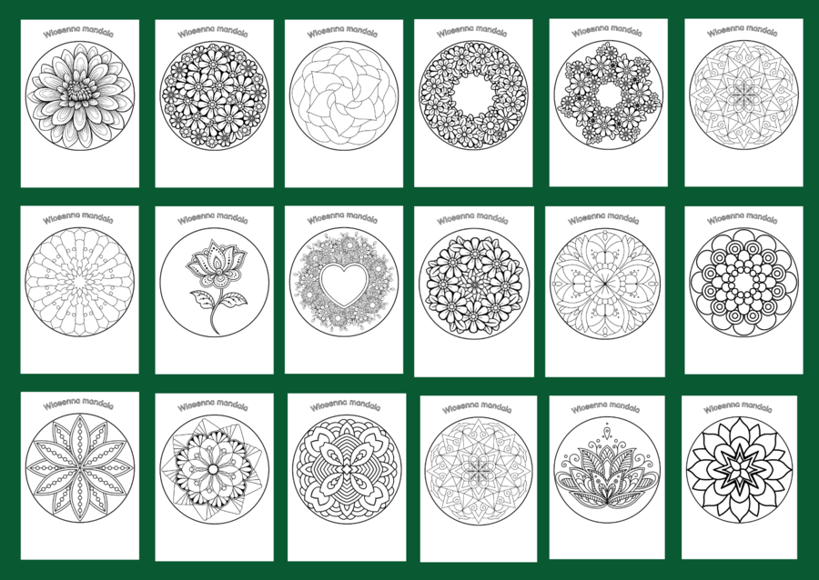 Wiosna – kolorowanka – MANDALA – biblioteka – świetlica – gazetka – mandale – kolorowanki - 52 szt.