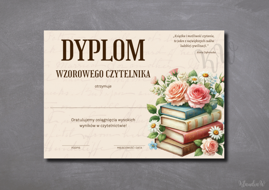 Dyplomy Wzorowego Czytelnika - zestaw PDF