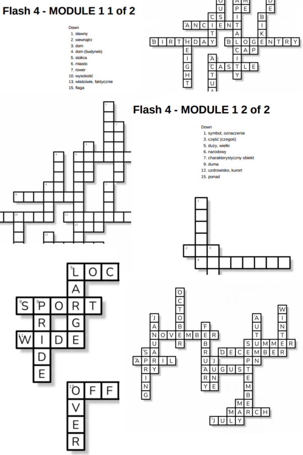 Flash 4 – Module 1 – krzyżówki