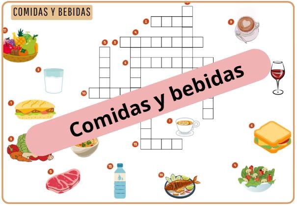 Krzyżówka obrazkowa "Comidas y bebidas" (Posiki i napoje) - z odpowiedziami