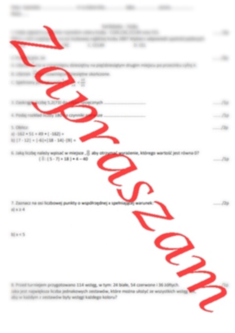 Kartkówka / powtórzenie wiadomości liczby