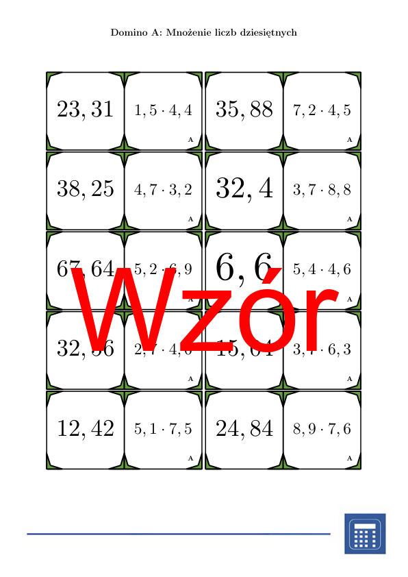 Domino - Mnożenie liczb dziesiętnych | matematyka
