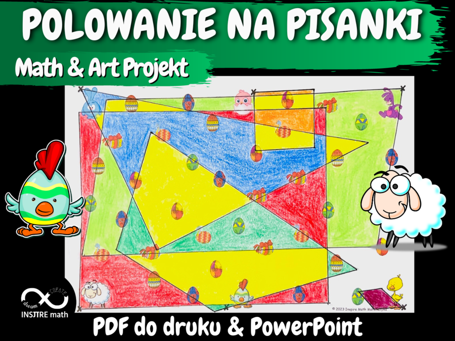 Geometryczne POLOWANIE NA PISANKI. Trójkąty i czworokąty. Wielkanoc.