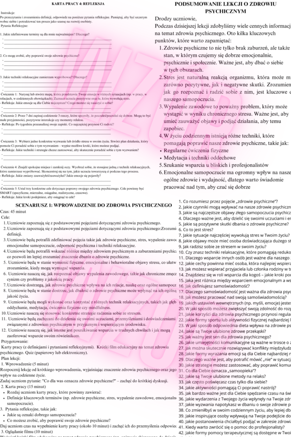 Scenariusz 1: Wprowadzenie do zdrowia psychicznego - Pedagog/Psycholog