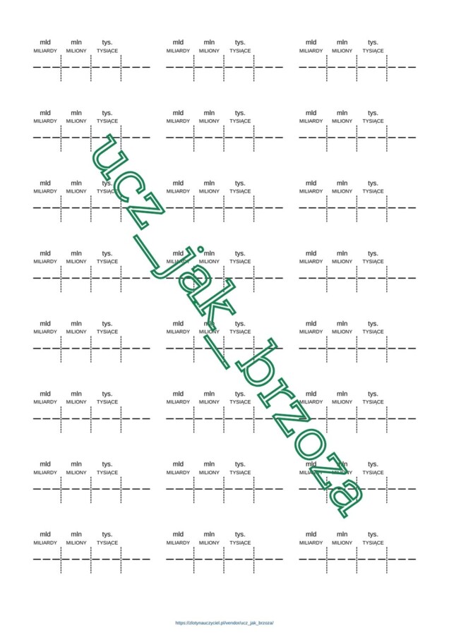 System dziesiątkowy, maszynka do zapisywania i czytania dużych liczb, wklejka do zeszytu, klasa 4