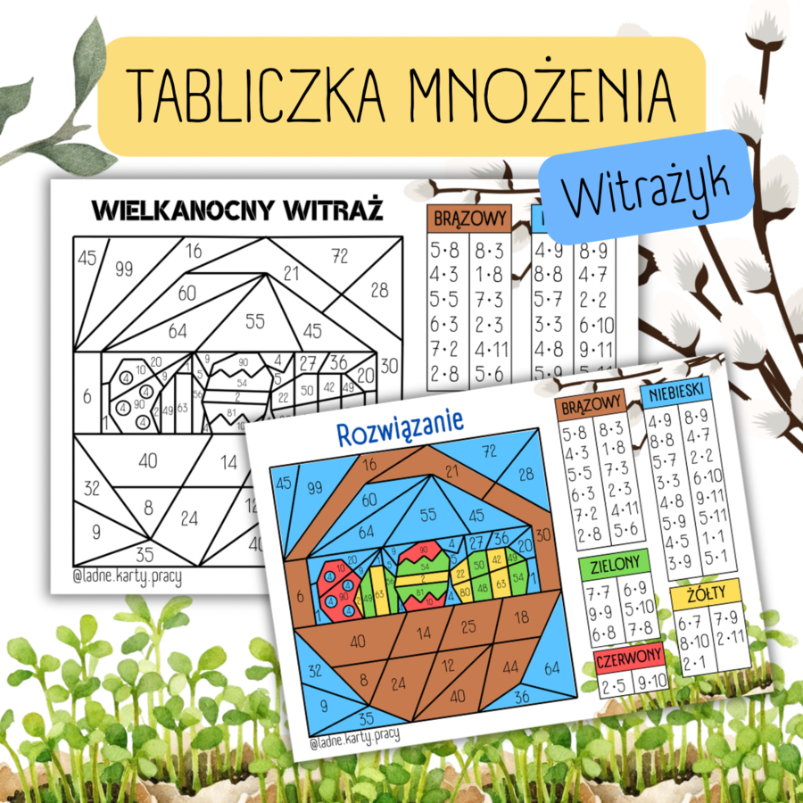 Wielkanocny witrażyk - TABLICZKA MNOŻENIA - Wielkanoc - Matematyka