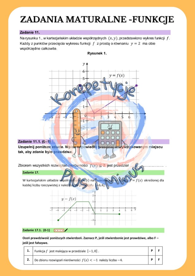 Zadania maturalne własności funkcji