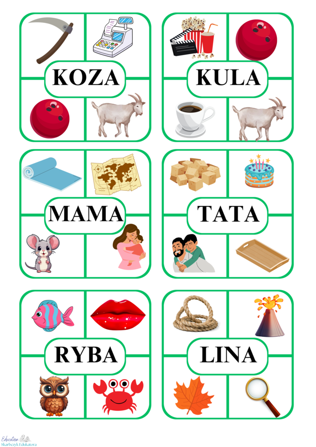 ZESTAW DO NAUKI CZYTANIA – czteroliterowy