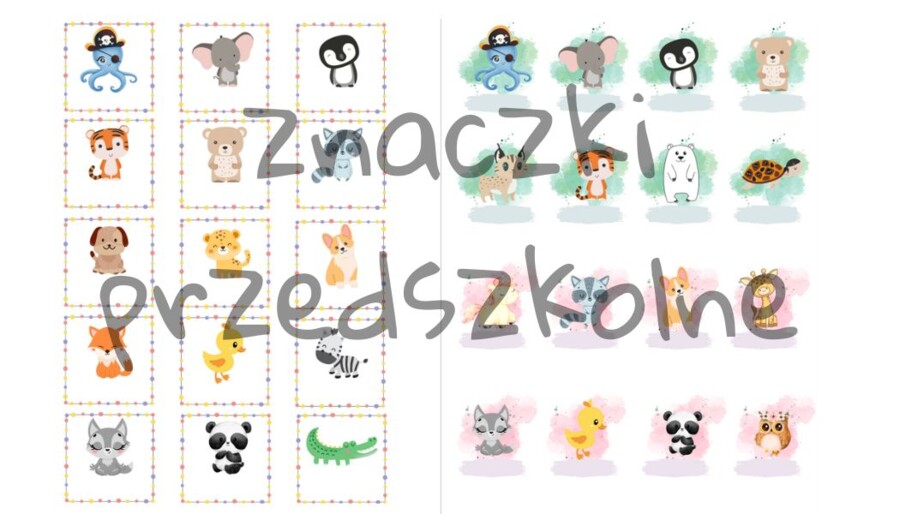 Znaczki przedszkolne - na szafkę, krzesło, do szatni - Zestaw 77 z.