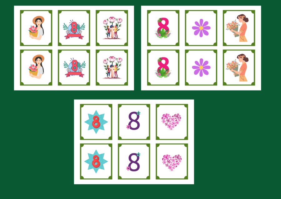 DZIEŃ KOBIET – memory – 36 szt. – biblioteka – świetlica – przedszkole