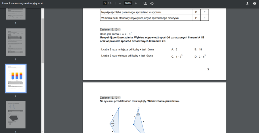 Arkusz egzaminacyjny nr 4 - klasa 7