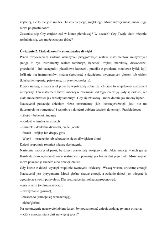 Projekt/ Innowacja własna "Rusz Emocje!"- dla psychologa, pedagoga, wychowawcy (przedszkole oraz 1-8 SP)