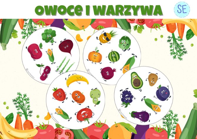 Ćwiczę pisanie cyferek. Owocowo-warzywne dobble