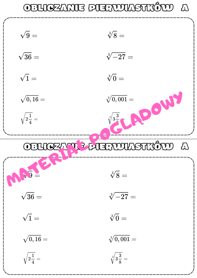Szybkie karteczki - potęgi i pierwiastki. Klasa 7. Klasa 8.