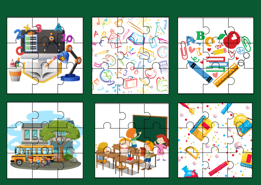 POWRÓT DO SZKOŁY - szkoła - puzzle - 12 wersji