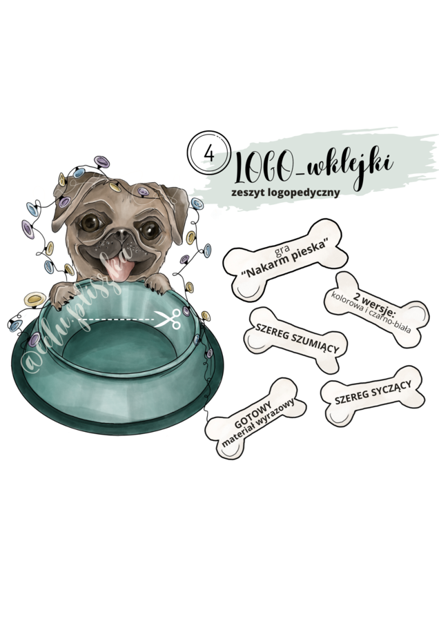 Bardzo głodny mops. Paczka logopedyczna: szereg szumiący i syczący