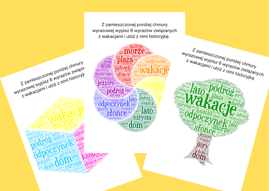 Wakacje - chmura wyrazowa i ćwiczenia redakcyjne