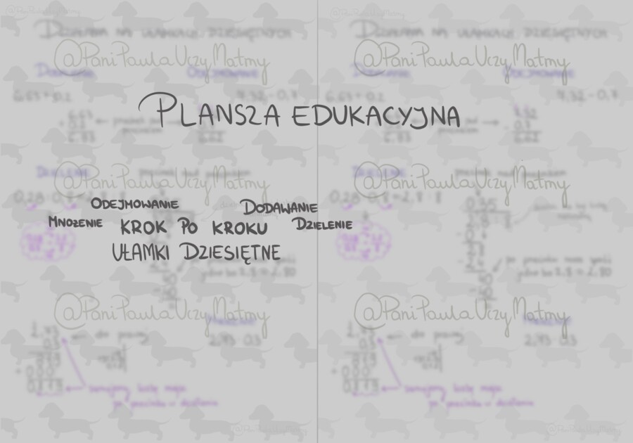 Plansza Edukacyjna z Jamnikami – Dodawanie, Odejmowanie, Mnożenie i Dzielenie Ułamków Dziesiętnych