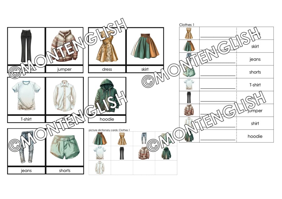 Zestaw kart obrazkowych: CLOTHES SET 1