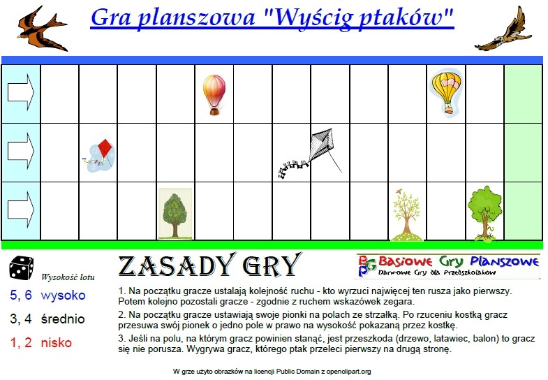 Wyścig ptaków – Gra planszowa