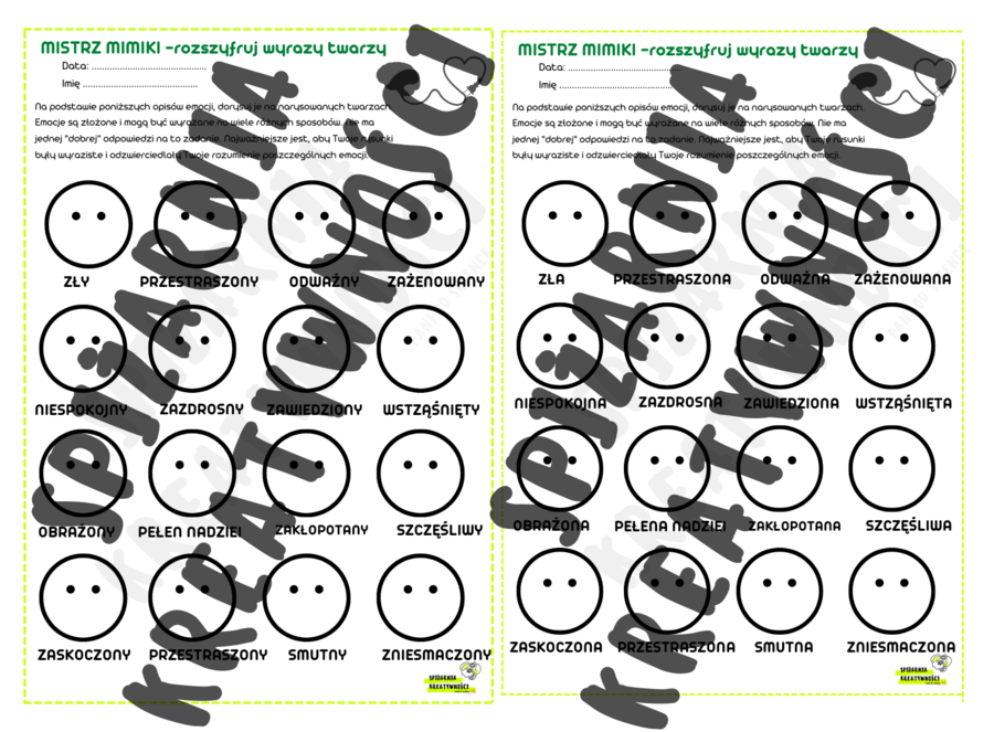 MISTRZ MIMIKI - rozszyfruj wyrazy twarzy (wersja 2) zajęcia TUS, rewalidacja, godziny wychowawcze
