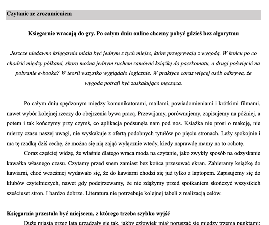Zajęcia wyrównawcze z języka polskiego - pakiet zadań 5