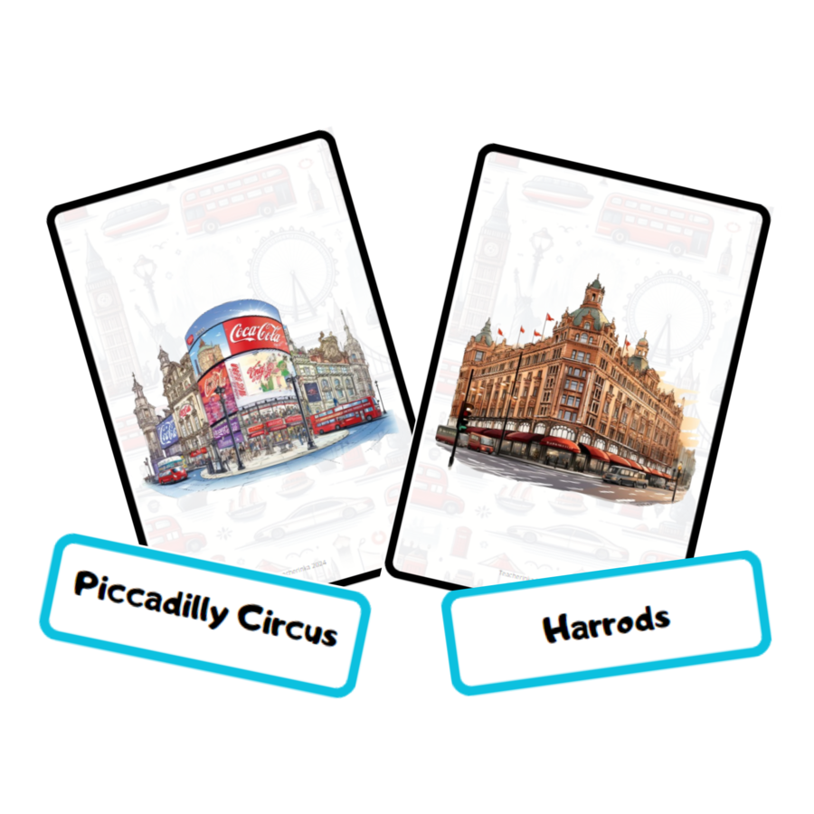 London Landmarks Flashcards - Karty obrazkowe z zabytkami i atrakcjami Londynu