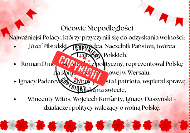 Gazetka na 11 listopada| Święto Niepodległości | Duży napis w formacie A4| 2 plansze informacyjne| duży plakat Józefa Piłsudskiego gratis!