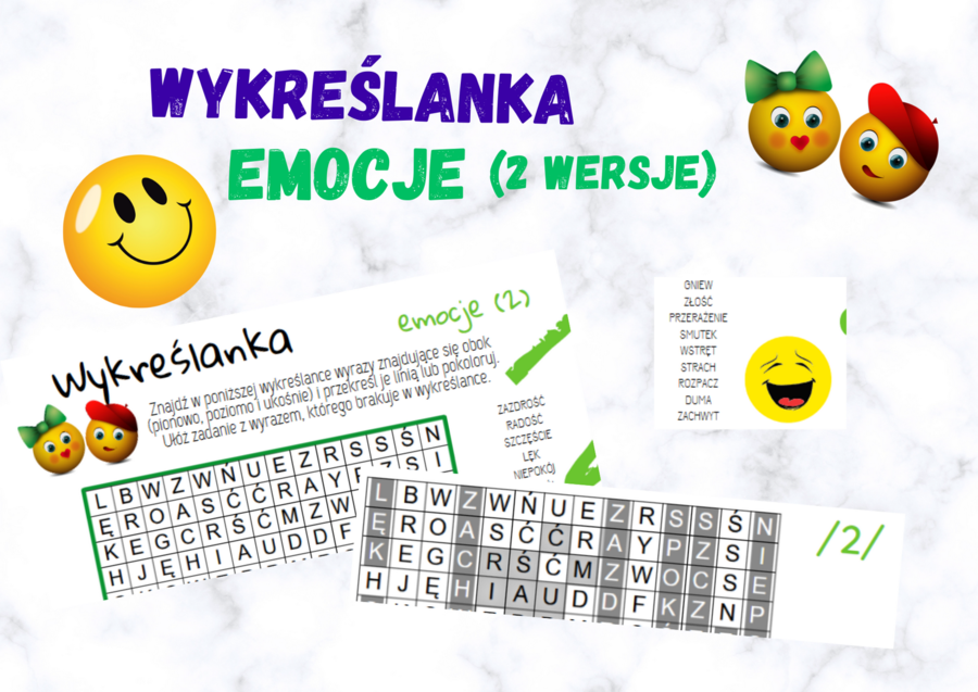 Wykreślanka - emocje (2 wersje)