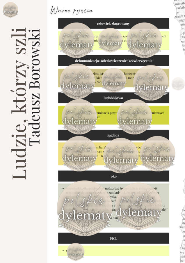 Tadeusz Borowski "Ludzie, którzy szli" - opracowanie maturalne