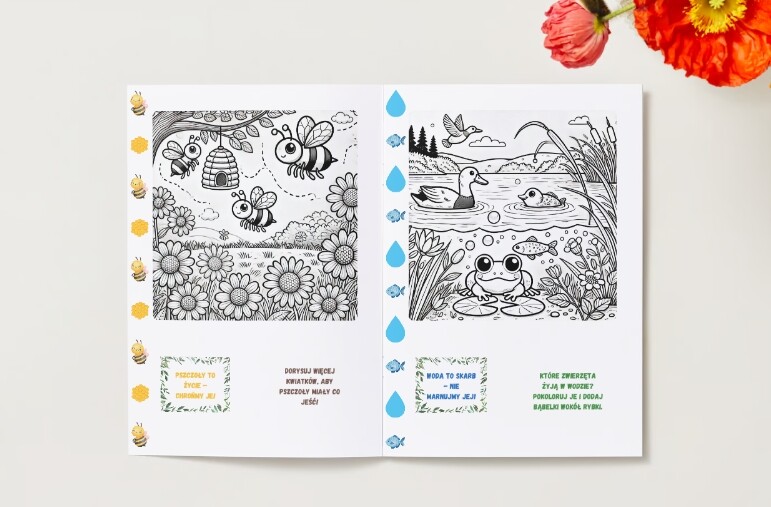 Kolorowanki ekologiczne - drzewa i lasy - zwierzęta - kwiaty - ekosystemy - recykling - ziemia