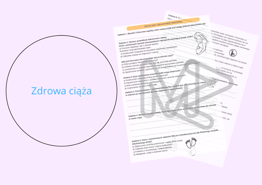 Zdrowa ciąża i odpowiedzialne rodzicielstwo - karta pracy edukacja zdrowotna