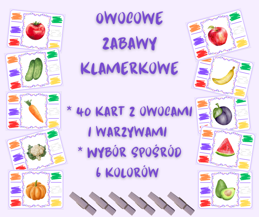 Owocowe zabawy klamerkowe KOLORY