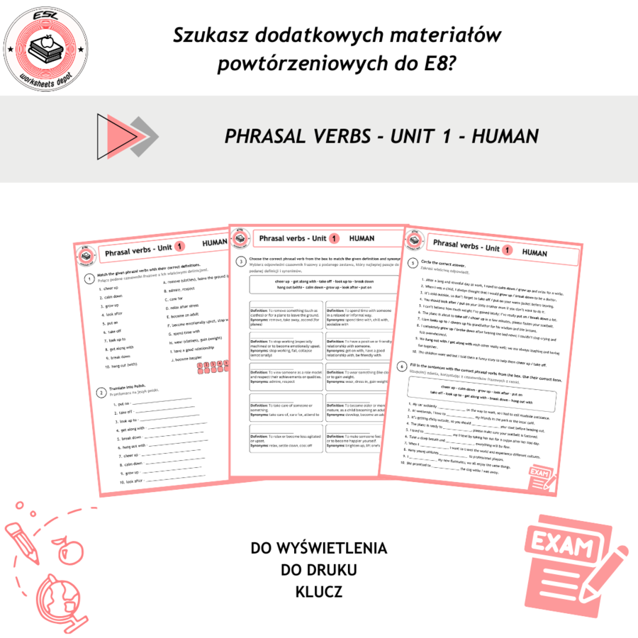 Phrasal verbs – jak ułatwić ósmoklasistom powtórkę przed egzaminem? cz.1 Człowiek