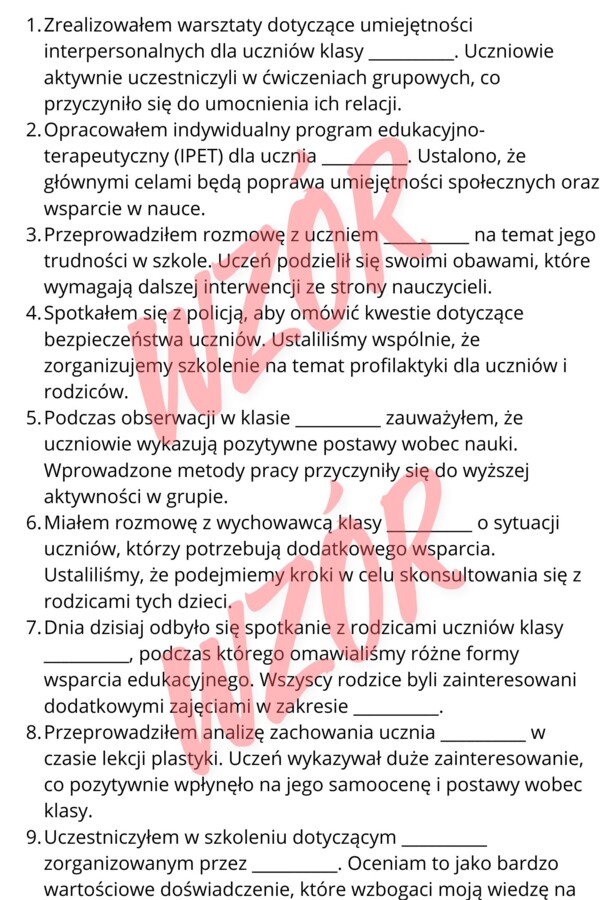 Wpisy do Dziennika Pedagoga / Pedagoga Specjalnego / 1000