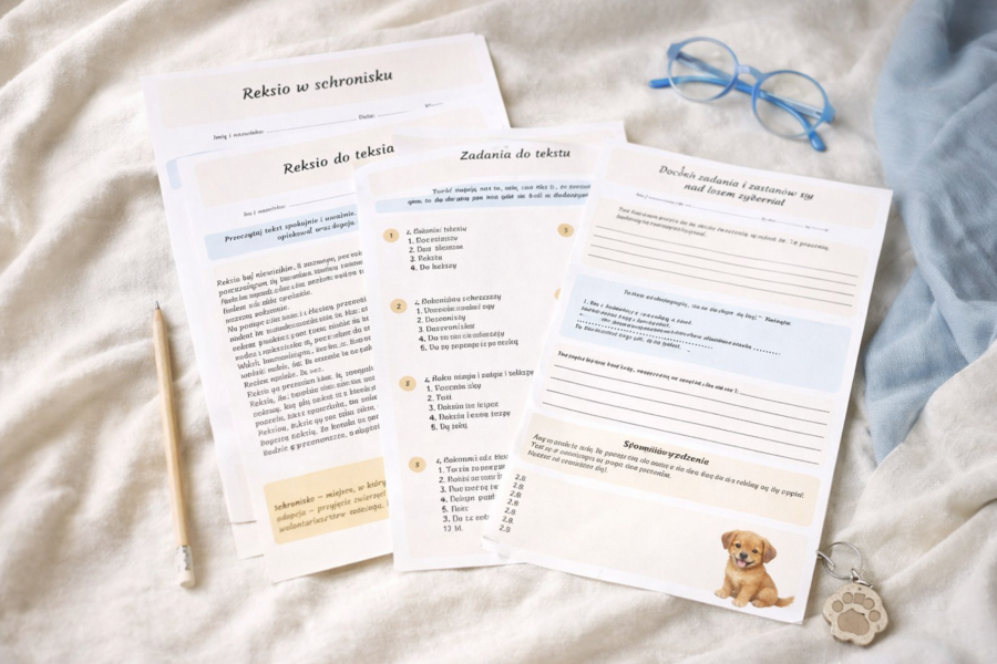 Krótki tekst do czytania ze zrozumieniem: Reksio w schronisku