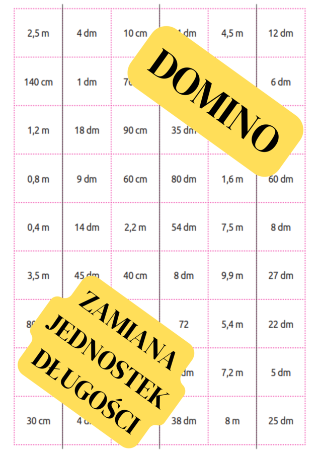 DOMINO - zamiana jednostek długości (cm, m, dm)