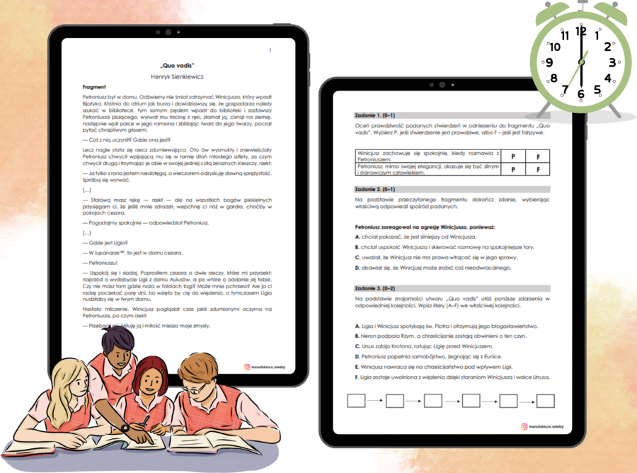 "Quo vadis" Henryk Sienkiewicz - zadania egzaminacyjne - charakterystyka Marka Winicjusza (egzamin ósmoklasisty), omówienie