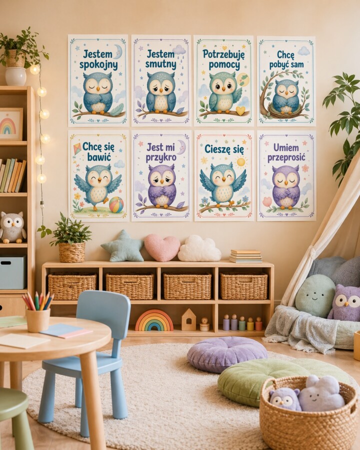 Sowa widzi emocje – plakaty do kącika emocji