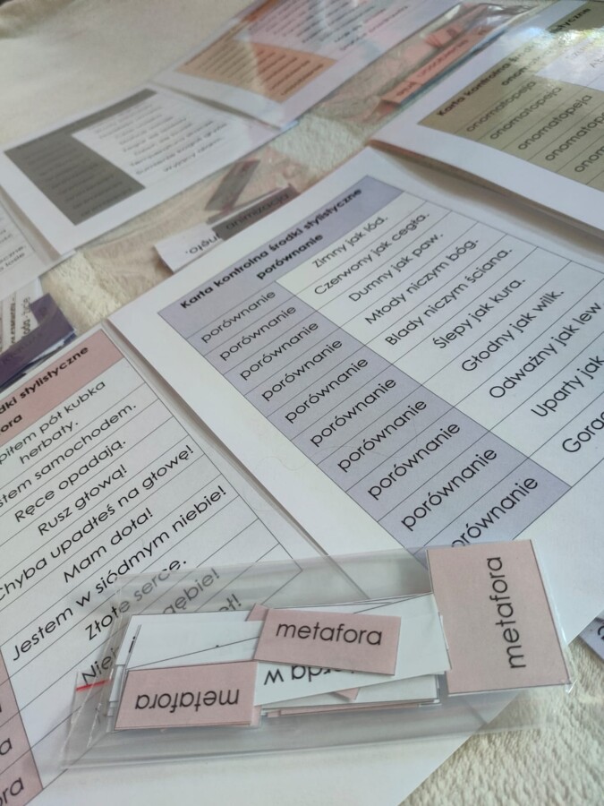 Środki stylistyczne - dopasowanie - tabela