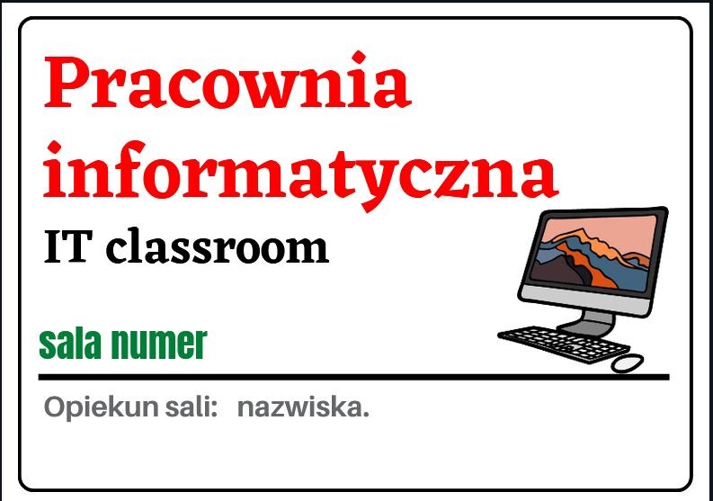 Wizytówki na drzwi pracowni - szkoła podstawowa