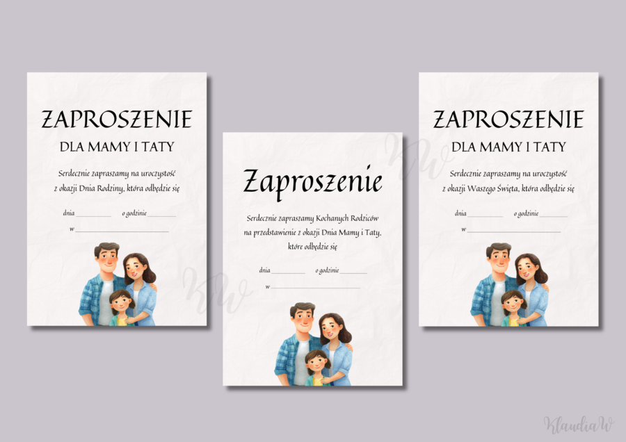 Zaproszenia na Dzień Mamy i Taty / Dzień Rodziny