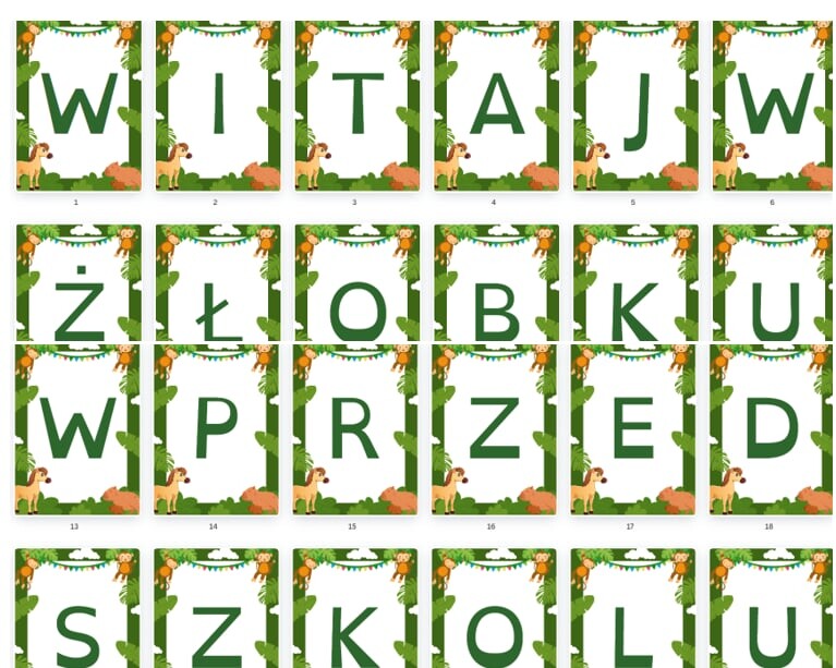 Witaj w żłobku, witaj w przedszkolu - napis girlanda