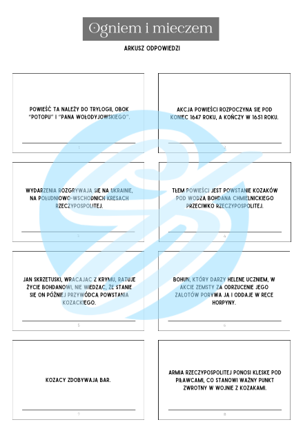 Ogniem i mieczem Henryk Sienkiewicz– Pytania i Odpowiedzi | Karty do lektury